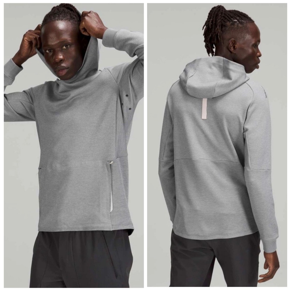 Lululemon Textured Tech Hoodie Gray Heathered White Opal Mens Large
